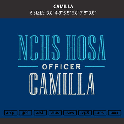 Camilla Embroidery Machine Design File 6 sizes