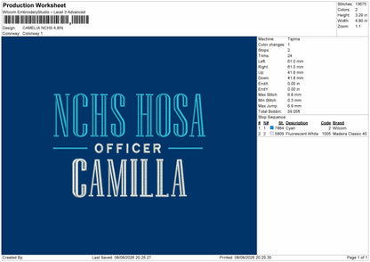 Camilla Embroidery Machine Design File 6 sizes