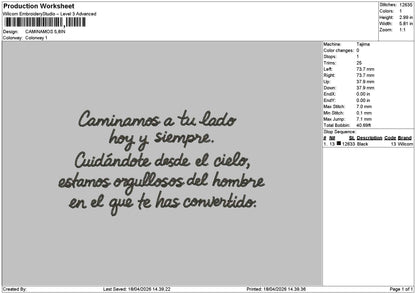 Caminamostext Embroidery File 6 sizes