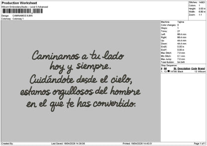 Caminamostext Embroidery File 6 sizes