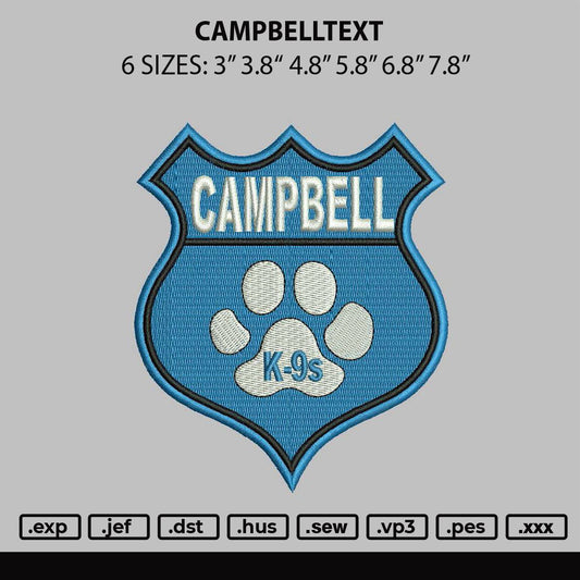 Campbelltext Embroidery File 6 sizes