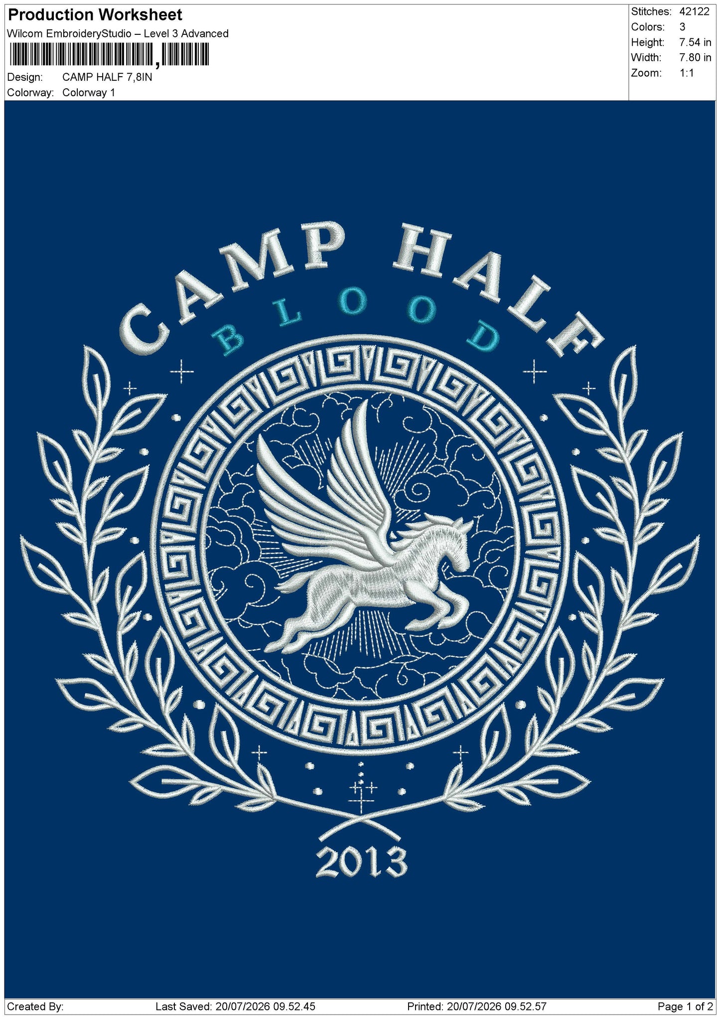 Camp Half Embroidery Machine Design File 6 sizes