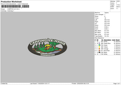 Camping Oval Embroidery Design File 6 sizes