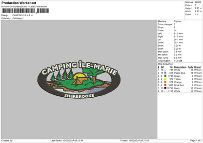 Camping Oval Embroidery Design File 6 sizes