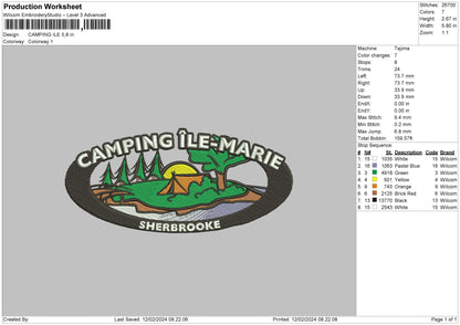 Camping Oval Embroidery Design File 6 sizes