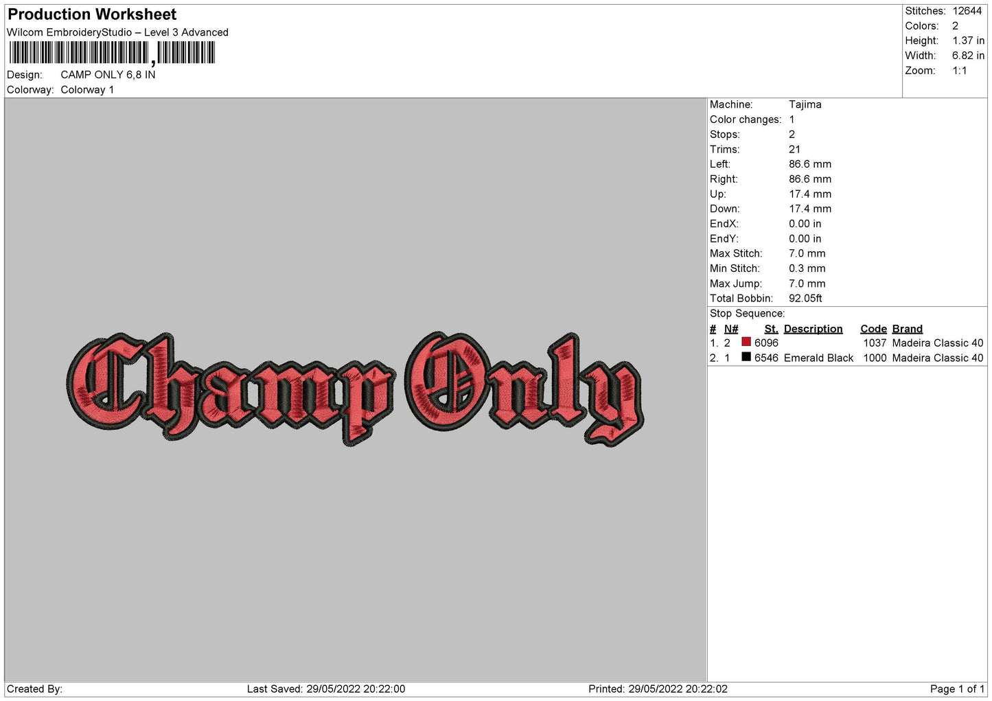 Camp Only Embroidery Design File 4 size