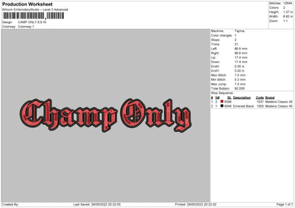 Camp Only Embroidery Design File 4 size