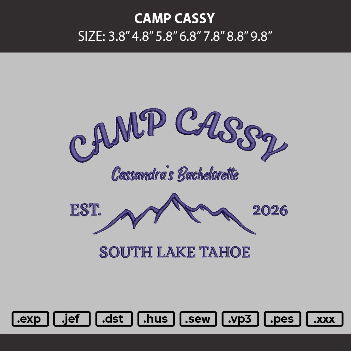CAMP CASSY Embroidery Machine Design File