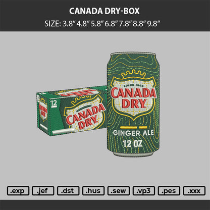CANADA DRY - BOX Embroidery Machine Design File 6 sizes