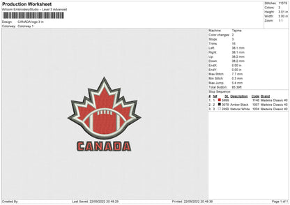 Canada Logo Embroidery File 5 sizes