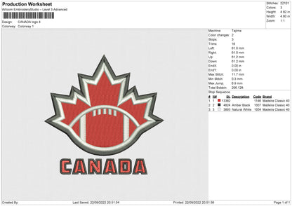 Canada Logo Embroidery File 5 sizes