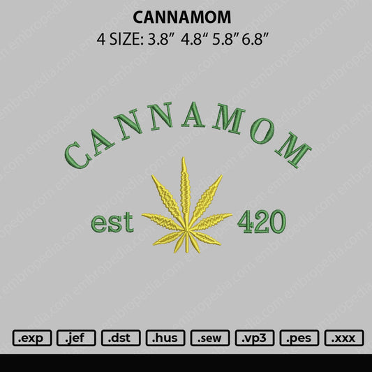 Cannamom Embroidery Design File 4 Sizes