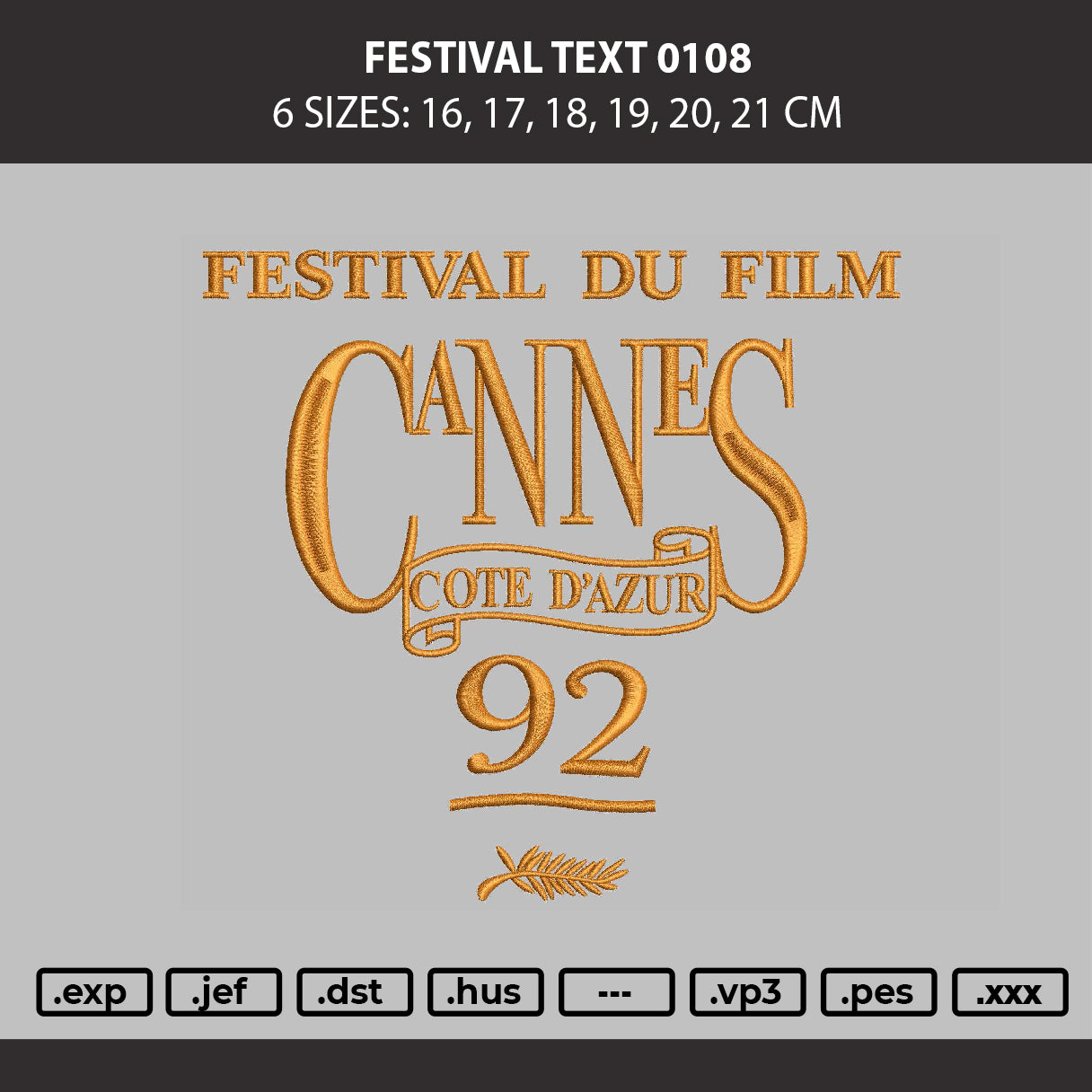 Festival Text 0108 Embroidery Machine Design File 6 sizes