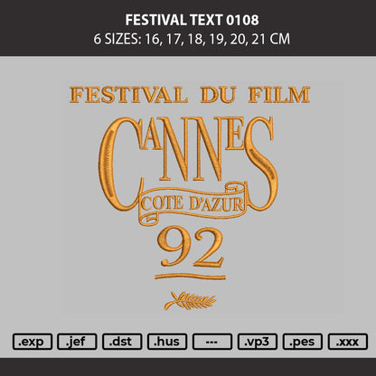 Festival Text 0108 Embroidery Machine Design File 6 sizes