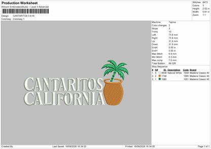 Cantaritos Text Embroidery Machine Design File 6 sizes
