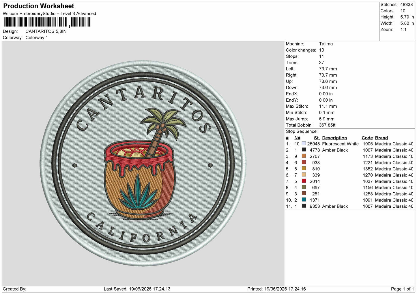 Cantaritostext Embroidery Machine Design 2 Files 6 sizes