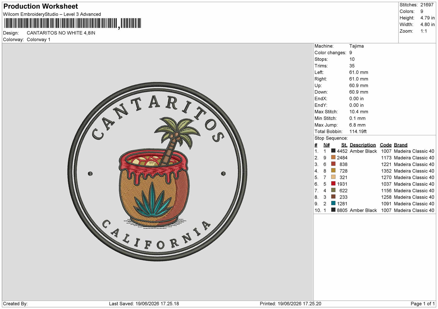 Cantaritostext Embroidery Machine Design 2 Files 6 sizes