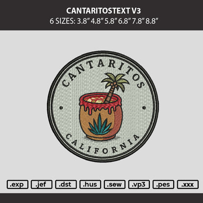 Cantaritostext V3 Embroidery Machine Design File 6 sizes