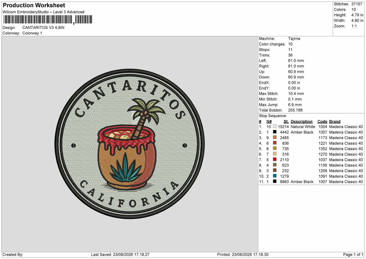 Cantaritostext V3 Embroidery Machine Design File 6 sizes