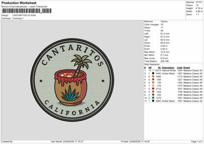 Cantaritostext V3 Embroidery Machine Design File 6 sizes