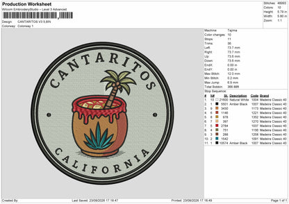 Cantaritostext V3 Embroidery Machine Design File 6 sizes