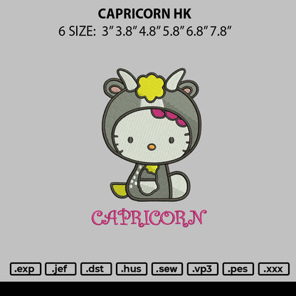Capricorn Hello Kitty  Embroidery Design File 6 sizes