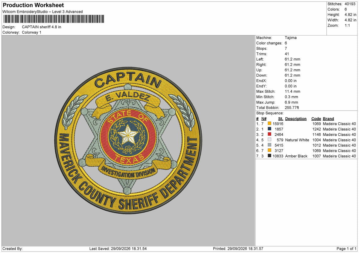Captain Circle Embroidery Machine Design File 6 sizes