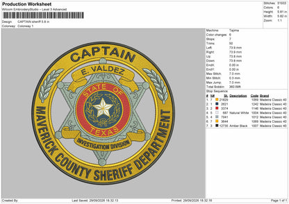 Captain Circle Embroidery Machine Design File 6 sizes