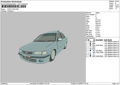 Car 0112 Embroidery File 6 sizes