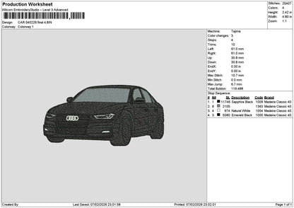 Car 0402 Embroidery File 6 sizes