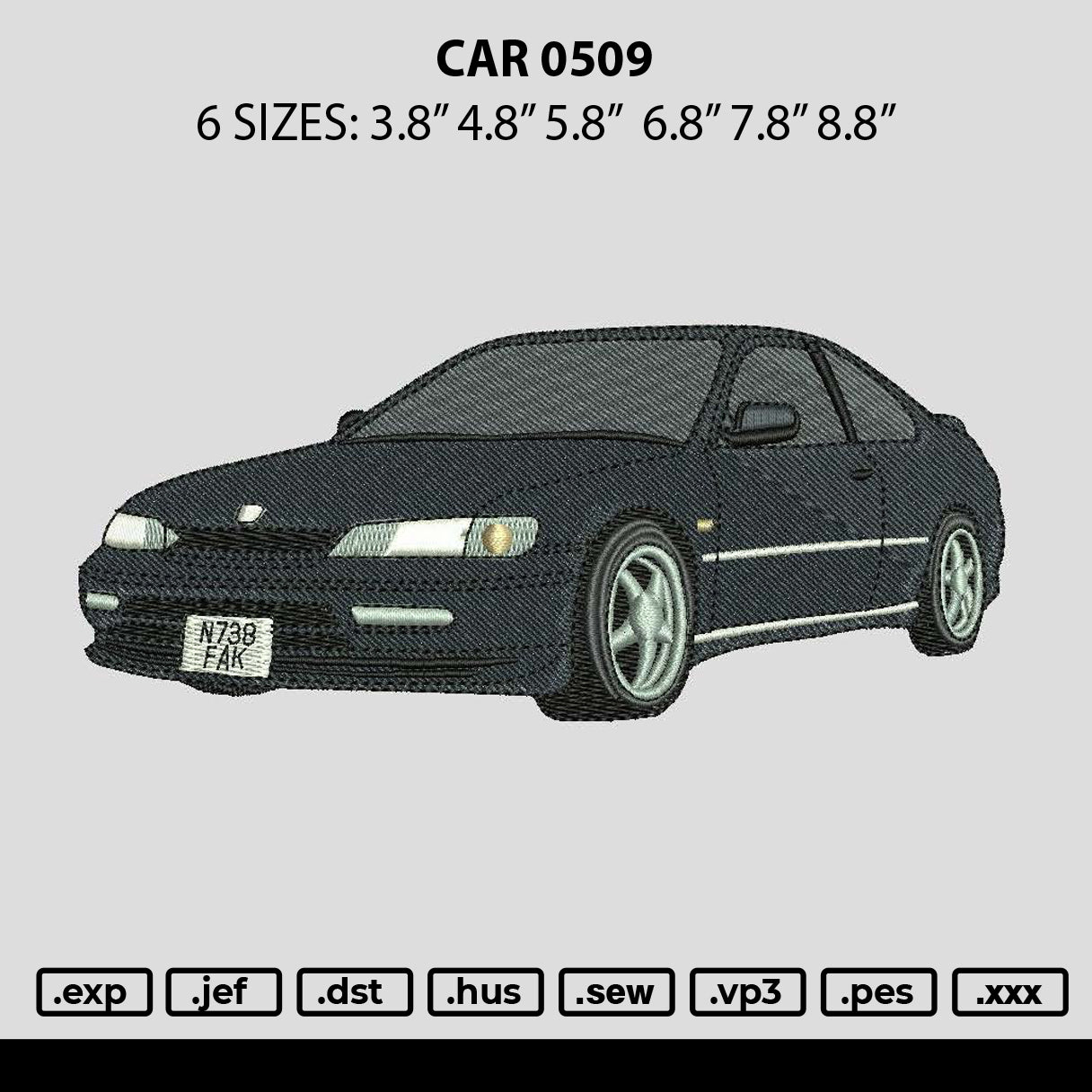 Car 0509 Embroidery File 6 sizes
