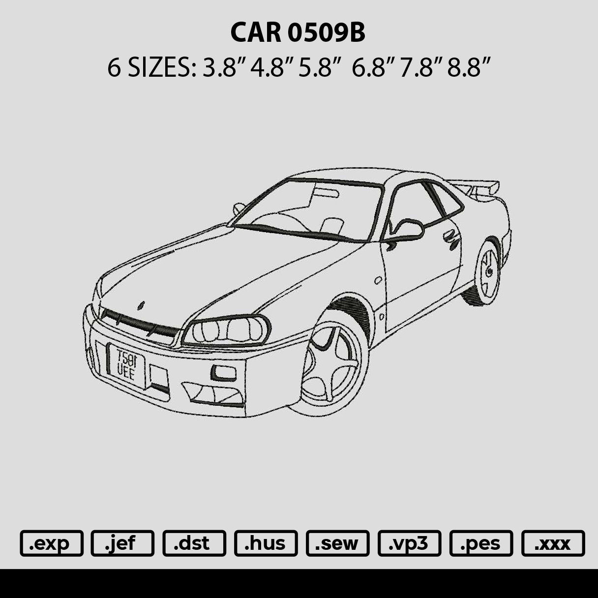 Car 0509b Embroidery File 6 sizes