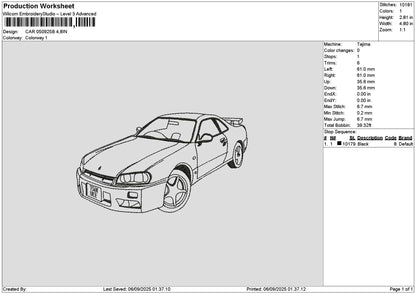 Car 0509b Embroidery File 6 sizes