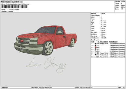 Red Car 2001 Embroidery File 6 sizes