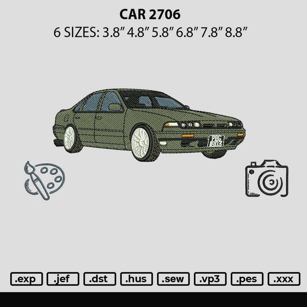 Car 2706 Embroidery File 6 sizes
