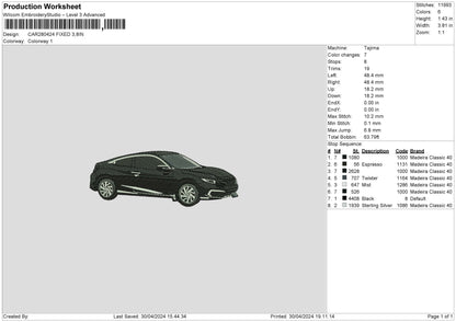 Car 2804 Embroidery File 6 sizes