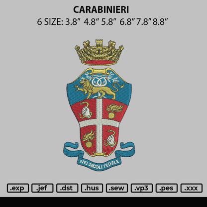 Carabinieri Embroidery File 6 sizes