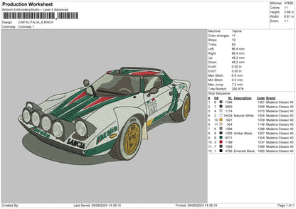 Car 0908 Embroidery File 6 sizes