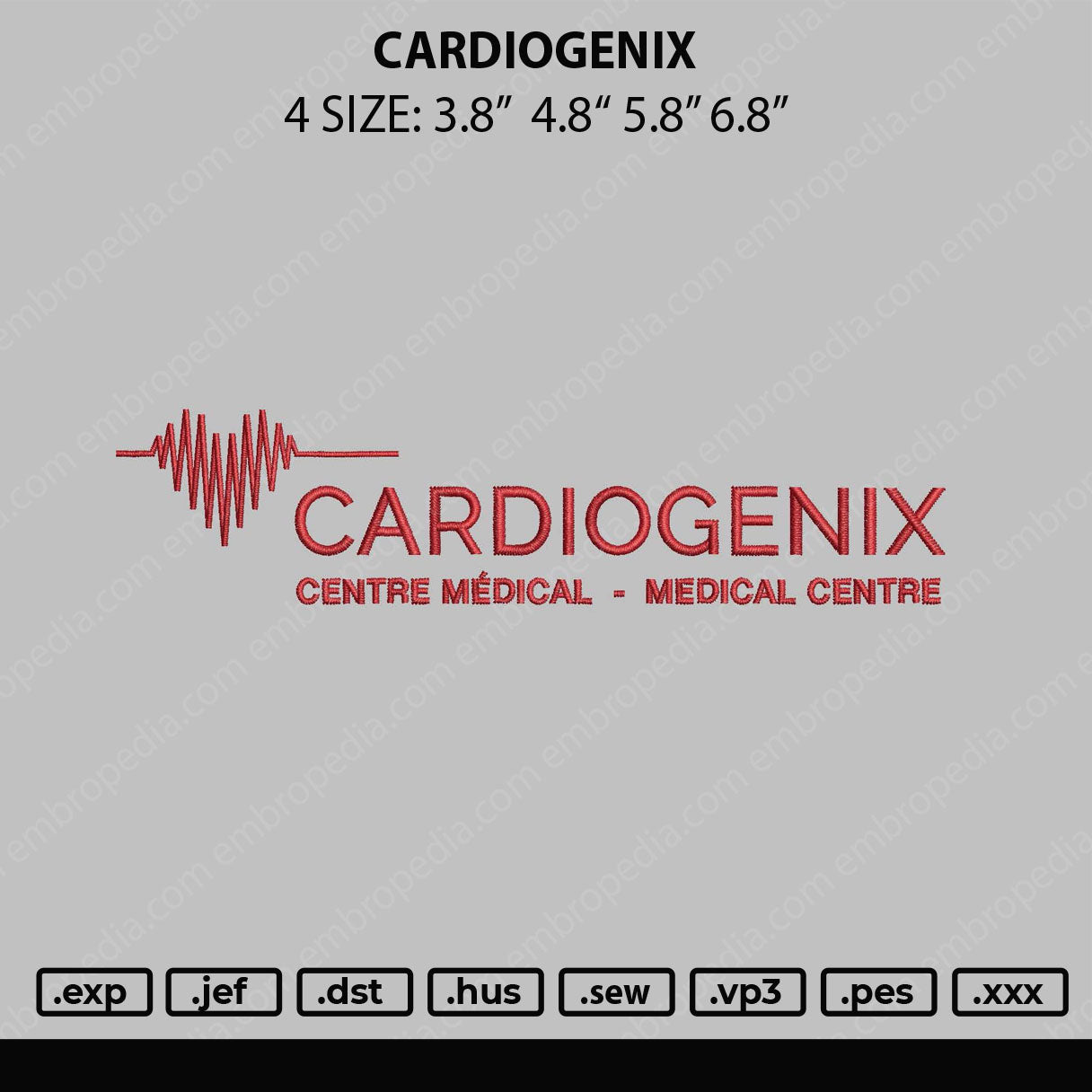 Cardiogenix Embroidery File 4 size