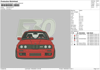 Car E30 Embroidery File 6 sizes