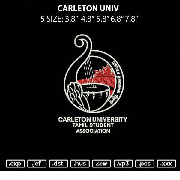 Carleton Univ Embroidery File 5 sizes