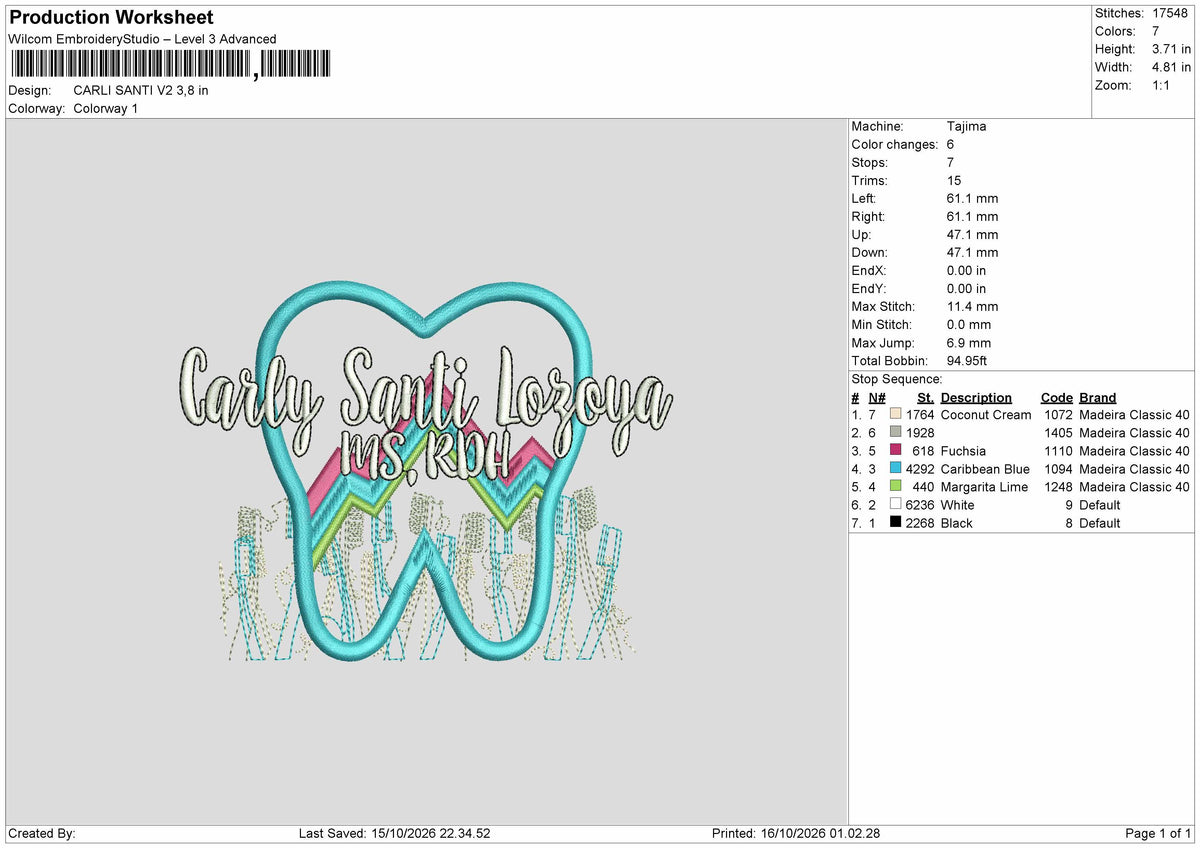 Carli Text V2 Embroidery Machine Design File 6 sizes