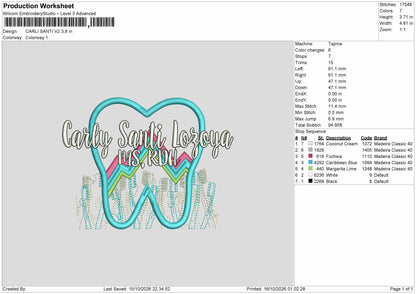 Carli Text V2 Embroidery Machine Design File 6 sizes