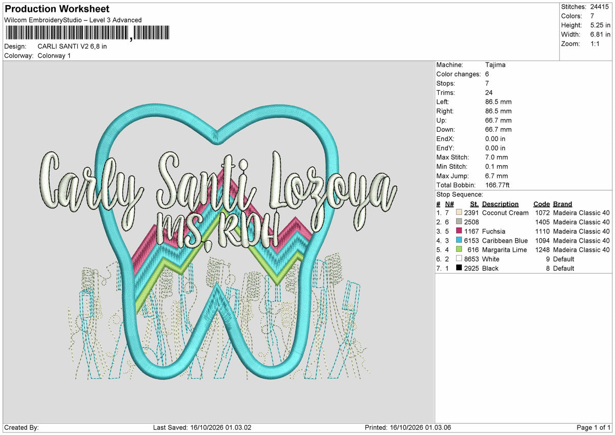 Carli Text V2 Embroidery Machine Design File 6 sizes