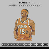 Player 15 Embroidery File 6 sizes