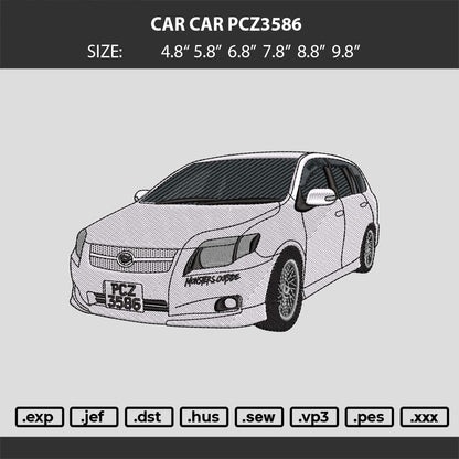 CAR PCZ3586  Embroidery Machine Design File 6 sizes