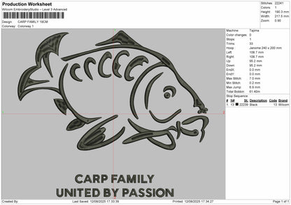 Carp Family Embroidery File