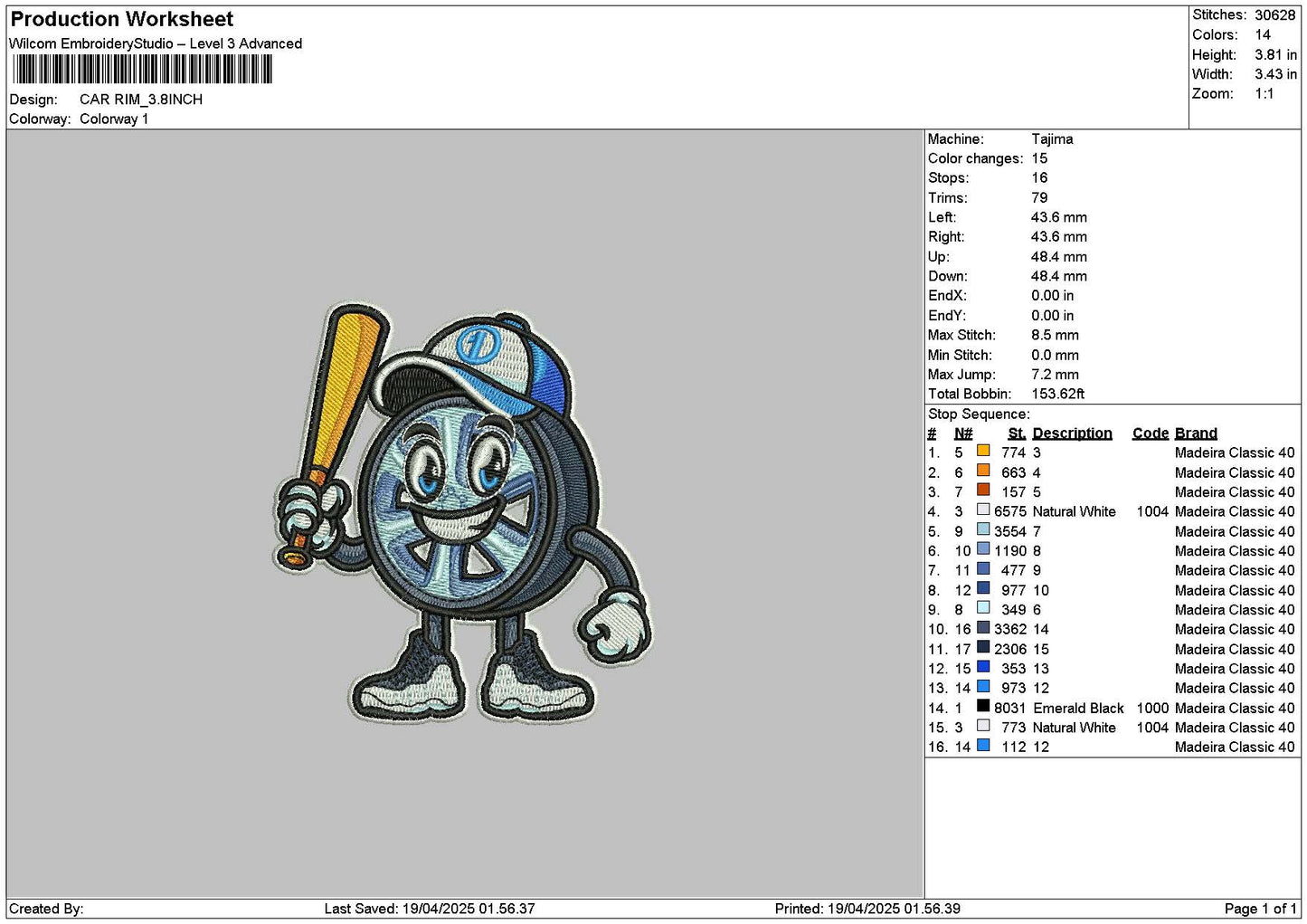 Baseball Cirlce Embroidery File 6 sizes