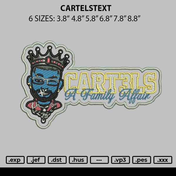 Cartelstext Embroidery File 6 sizes
