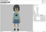 Cartoon W Embroidery File 4 size